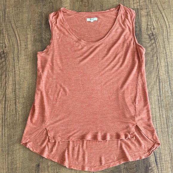 Madewell high low tank too scoop neck size Large 100% Viscose heather orange - Picture 4 of 8
